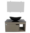 Ver imagem 2 de Gabinete Armário Banheiro 60cm Cuba Oval Preta