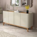 Ver imagem 1 de Buffet Balcão 160cm Sala com 4 Portas Flip 1.6 Patrimar Off White/cinamomo