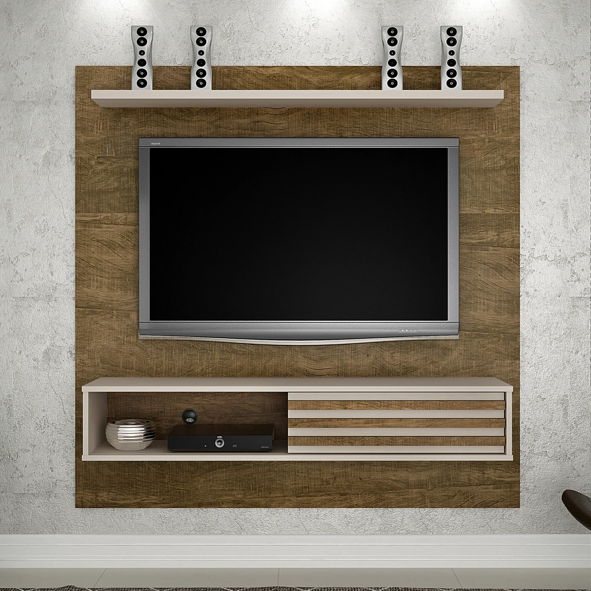 Painel para TV até 50 Polegadas 2 Prateleiras 1 Nicho Arizona ...