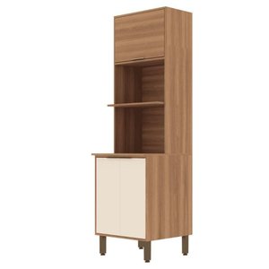 Torre Quente 3 Portas Espaço para Forno e Micro Mdp Raissa Nogal Off White