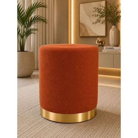 Puff Rodapé Dourado, Cor Terracota Boucle - Let Móveis