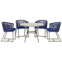 Ver imagem 1 de Mesa com 4 Cadeiras e Noronha Estofado 10 Trama Original Azul