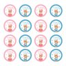 Kit 100 Adesivos Etiquetas Chá Revelação Ursinho Menino e Menino Bolinha - 1
