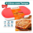 Ver imagem 3 de Lasanheira Retangular Sempre 4 L em Vidro Transparente com Tampa Vermelha - Kit com 4 Unidades