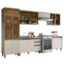 Ver imagem 1 de Cozinha Completa 6 Peças Connect Duna/cristal com Cristaleira e Aéreo Vidro - Móveis Henn