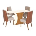 Ver imagem 1 de Sala de Jantar Completa Luiza Sc15 Tampo Madeirado C/ Vidro Canto Curvo 160x90cm e 4 Cadeiras Anne
