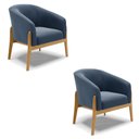 Ver imagem 1 de Kit 02 Poltronas Stella Suede Azul Marinho Base Madeira Castanho - D’Rossi