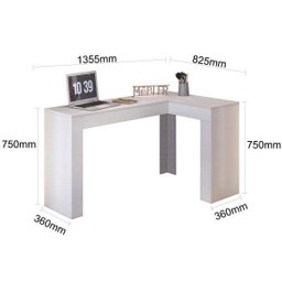 Escrivaninha Mesa Escritório Penteadeira em L Porta Objetos Jade 135,5cm Branca - 4