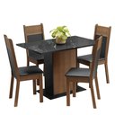 Ver imagem 2 de Conjunto Sala de Jantar Mesa Tampo de Vidro 4 Cadeiras Rustic/preto Viena Madesa