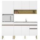 Ver imagem 1 de Armário de Cozinha 4 Peças Balcão 120cm com Pia Lina09 K02 Supremo/Freijó - Mpozenato