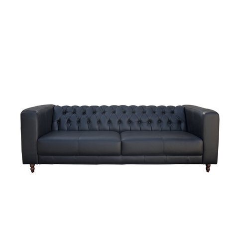 Sofá Decorativo Sala de Estar California 2 Lugares 200cm Couro Preto - Mozzelar