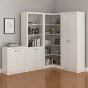 Ver imagem 1 de Conjunto Home Office 4 Peças MDP 6 Portas 4 Prateleiras Branco Tecno Mobili