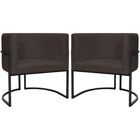 Kit 2 Poltronas Luna Decorativa Suede Cores Base Ferro Preto