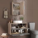 Ver imagem 4 de Conjunto Gabinete Banheiro Rubi 80cm - Gabinete + Cuba + Espelheira Madeirado Cinza