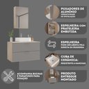 Ver imagem 5 de Conjunto Gabinete Banheiro Rubi 80cm - Gabinete + Cuba + Espelheira Madeirado Cinza