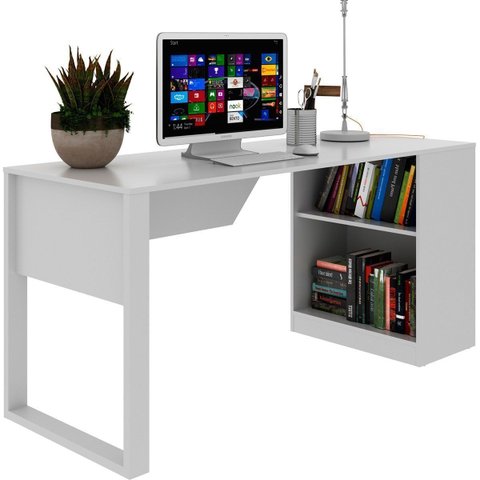 Mesa para Escritório com Armário Lateral 160 cm Branco