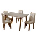 Ver imagem 2 de Mesa de Jantar 4 Lugares Adele com Vidro Off White/Nude - Panorama Móveis