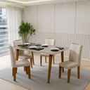 Ver imagem 1 de Mesa de Jantar 4 Lugares Adele com Vidro Off White/Nude - Panorama Móveis