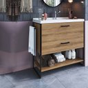 Ver mais imagens de Gabinete Banheiro 80 cm Com Lavatorio Marmorite Preto Mell P1008 PP