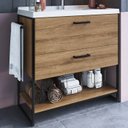 Ver imagem 2 de Gabinete Banheiro 80 cm Com Lavatorio Marmorite Preto Mell P1008 PP