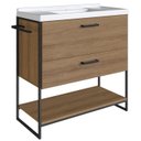 Ver imagem 1 de Gabinete Banheiro 80 cm Com Lavatorio Marmorite Preto Mell P1008 PP