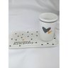 Kit Xicara de Cafe 80ml com Pires Retangular Porcelana Branco - 9