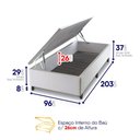 Ver imagem 6 de Conjunto Box Baú Branco Durban Cinza Espuma D28 Solteiro 96x203x64 - King House