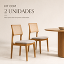Ver imagem 7 de Kit 2 Cadeiras Granada Madeira Maciça Mel Palha Sextavada e Veludo Bege para Sala de Jantar