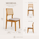 Ver mais imagens de Kit 2 Cadeiras Granada Madeira Maciça Mel Palha Sextavada e Veludo Bege para Sala de Jantar