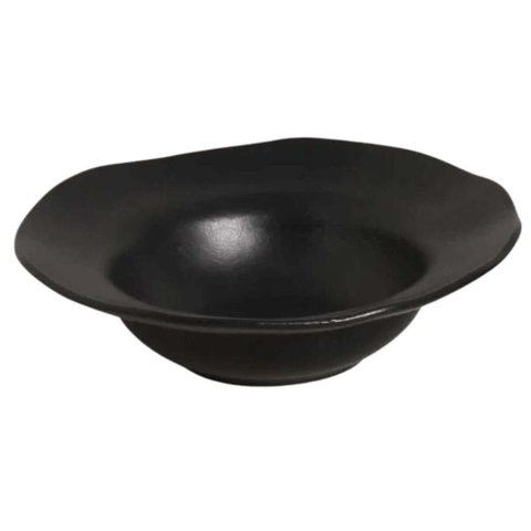 Prato para Sobremesa Porto Brasil Cerâmica 250ml Preto Matte Orgânico 19cm Mesa Posta
