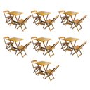 Ver imagem 1 de Kit 7 Conjuntos de Mesa Dobravel com 2 Cadeiras de Madeira 70x70 para Restaurante e Bar - Mel