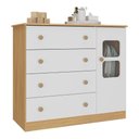 Ver imagem 7 de Cômoda Infantil 95cm 1 Porta com Vidro e 4 Gavetas Brisa Multimóveis Mp4428 Madeirado/branco