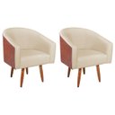 Ver imagem 2 de Kit 2 Poltronas Jade Decorativa Moderna Sala de Estar Quarto Escritório Conforto Corano Nozes e Bouc