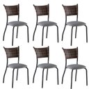 Ver imagem 1 de Conjunto 6 Cadeiras de Cozinha Pés Grafite MD05 Mais Decor:Linho Cinza/Carvalho