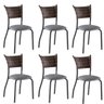 Conjunto 6 Cadeiras de Cozinha Pés Grafite MD05 Mais Decor:Linho Cinza/Carvalho - 1