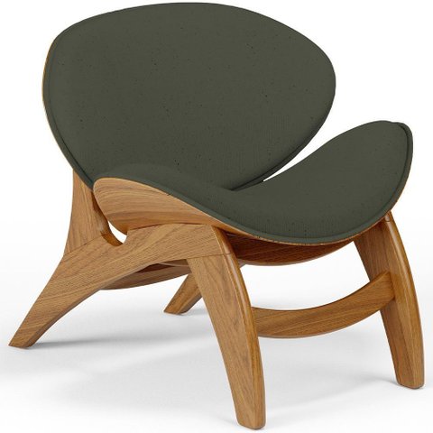 Poltrona Decorativa Orgânica Sala Living Kadosh L02 Linho Verde Musgo