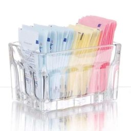 Kit 24 Porta Sachês Vidro Faces Lyor 8x5,5cm Suporte Chá Açúcar Sal Mesa Transparente - 4