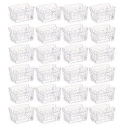 Kit 24 Porta Sachês Vidro Faces Lyor 8x5,5cm Suporte Chá Açúcar Sal Mesa Transparente - 1