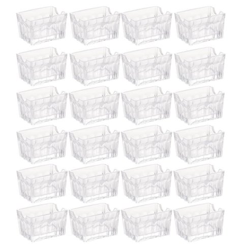Kit 24 Porta Sachês Vidro Faces Lyor 8x5,5cm Suporte Chá Açúcar Sal Mesa Transparente