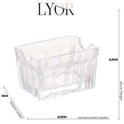 Kit 24 Porta Sachês Vidro Faces Lyor 8x5,5cm Suporte Chá Açúcar Sal Mesa Transparente - 2