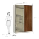 Ver imagem 3 de Guarda-roupa Solteiro Luciane 2 Portas de Correr 3 Gavetas Prime Plus Alumínio com Vidro 8 Cm