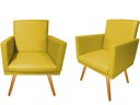 Ver imagem 1 de Kit 2 Poltronas Decorativa Nina Couro Amarelo Pés Madeira Ms Decor