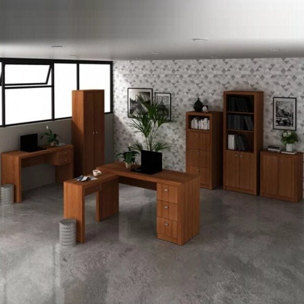 Conjunto Home Office 2 Escrivaninhas, 2 Armários, 1 Balcão e 1 Estante Tecno Mobili Menor preço em Conjunto Home Office 2 Escrivaninhas, 2 Armários, 1 Balcão e 1 Estante Tecno Mobili