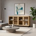 Ver imagem 1 de Aparador Buffet Moderno 4 Portas de Vidro 158cm Ditália