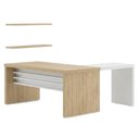 Ver imagem 1 de Mesa Escritorio 136x60 cm com Mesa de Apoio 89 cm e 2 Prateleiras Suspensas Carvalho Branco Artany