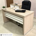 Ver mais imagens de Mesa Escritorio 136x60 cm com Mesa de Apoio 89 cm e 2 Prateleiras Suspensas Carvalho Branco Artany