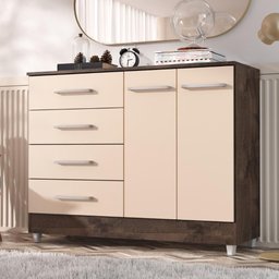 Comoda Gisele 4 Gavs 2 Portas Chocolate/off White - 1