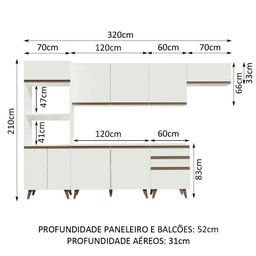 Armário de Cozinha Completa 320cm Branco Reims Madesa 01 - 4