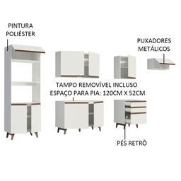 Armário de Cozinha Completa 320cm Branco Reims Madesa 01 - 5