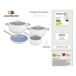 Jogo Panelas com 4 Pecas Revestimento Cerâmica Berlin Branca - 8